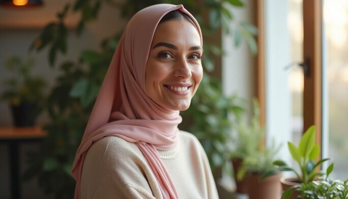Yamina, life- en motivatiecoach, in haar praktijk in Utrecht